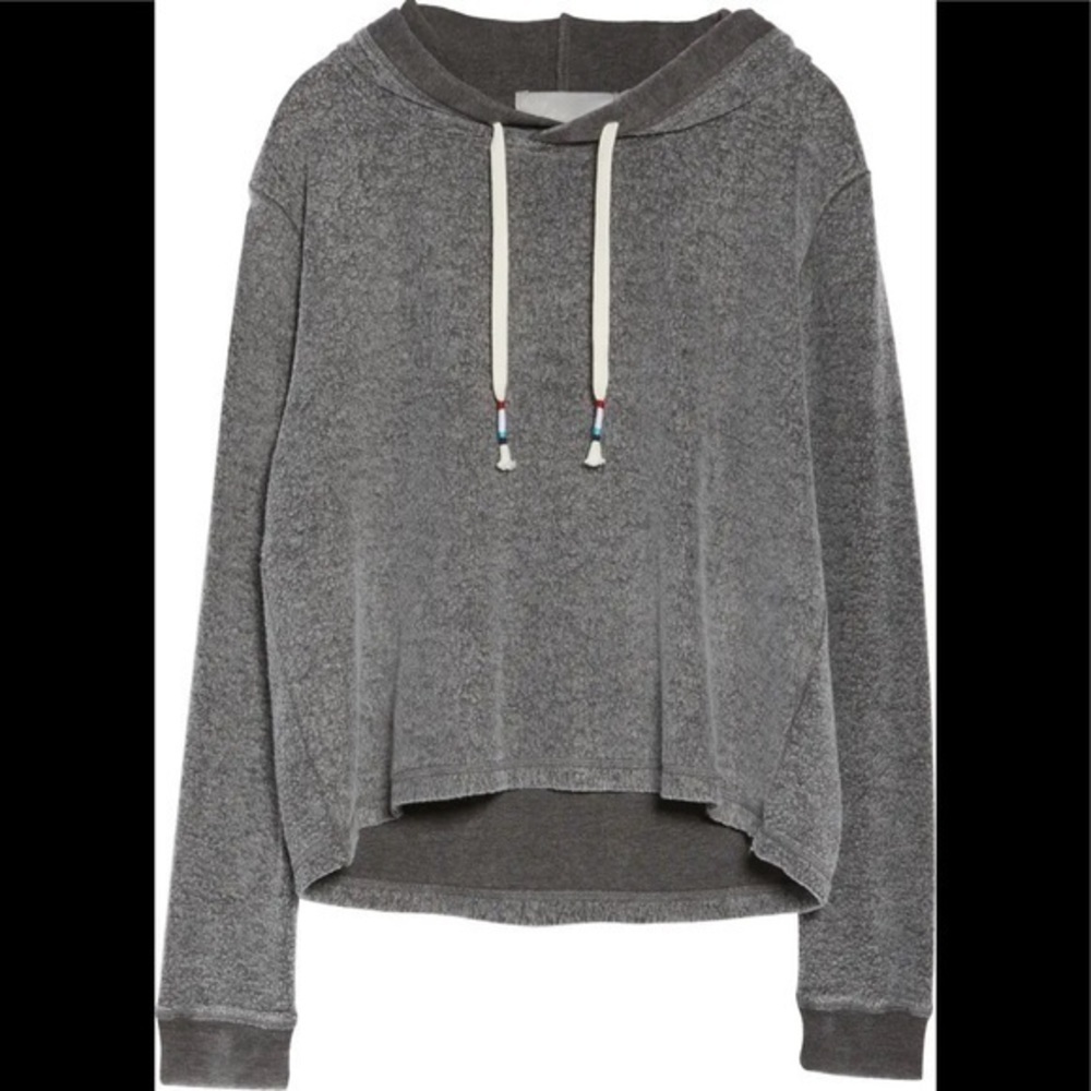 VINTAGE HAVANA Sweatshirt Hoodie Top- Reverse Wrap Hoodie In Steel Grey - Large